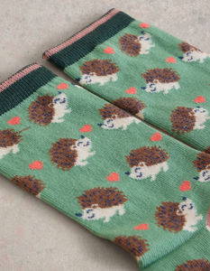 White Stuff - Hedgehog Ankle Socks - Green Multi