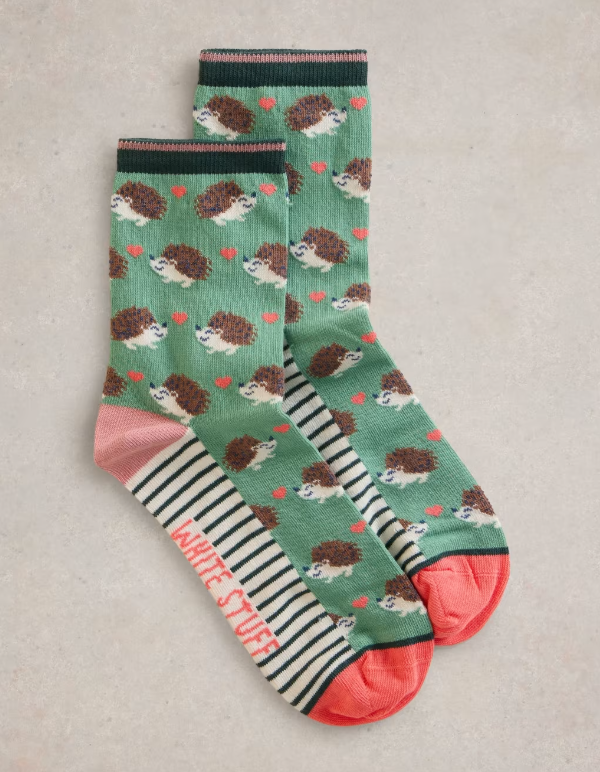 White Stuff - Hedgehog Ankle Socks - Green Multi