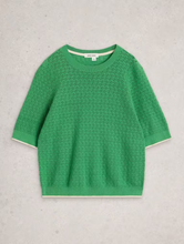 Load image into Gallery viewer, White Stuff - Holly Pointelle Tee in Bright Green
