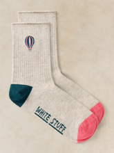 Load image into Gallery viewer, White Stuff - Hot Air Balloon Embroidered Ankle Socks in Grey Marl
