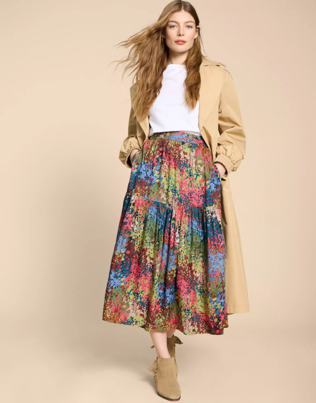 White Stuff - Jamima Eco Vero Midi Skirt - Pink Multi