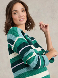 White Stuff - Jana Stripe Jumper - Green Multi