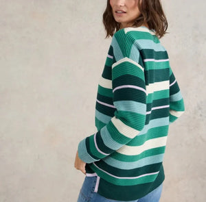 White Stuff - Jana Stripe Jumper - Green Multi