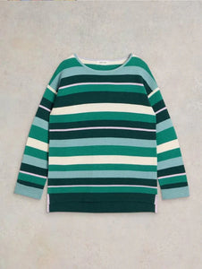 White Stuff - Jana Stripe Jumper - Green Multi