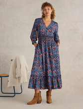 Load image into Gallery viewer, White Stuff - Jonie Shirred Jersey Dress - Blue Print
