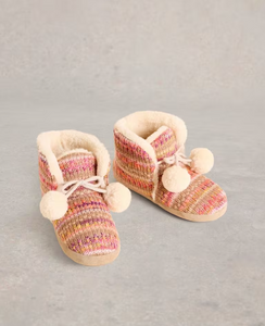 White Stuff - Knitted Bootie Slipper - Natural Multi