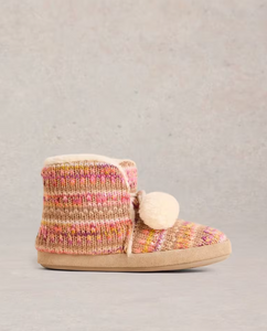 White Stuff - Knitted Bootie Slipper - Natural Multi