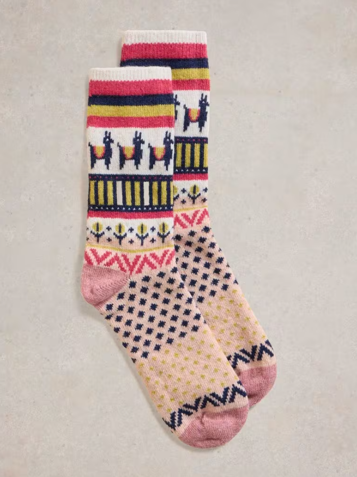 White Stuff - Llama Wool Mix Sock - Pink Multi