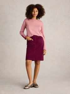 White Stuff - Melody Organic Cord Skirt - Deep Red