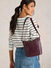 Load image into Gallery viewer, White Stuff - Mini Fern Leather Crossbody - Dark Plum
