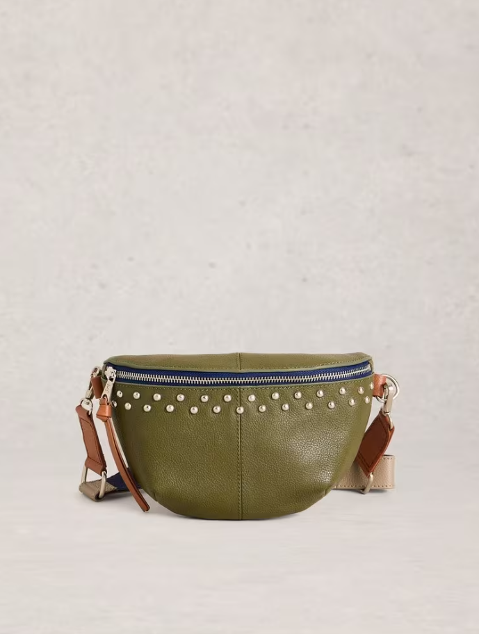 White Stuff - Mini Sebby Studded Sling Bag in Khaki Green
