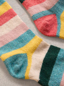 White Stuff - Mismatch Stripe Wool Mix Socks - Blue Multi