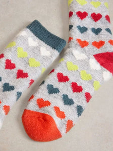 White Stuff - Multi Heart Cabin Socks - Grey Multi