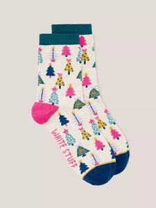 White Stuff - Multi Xmas Tree Ankle Socks