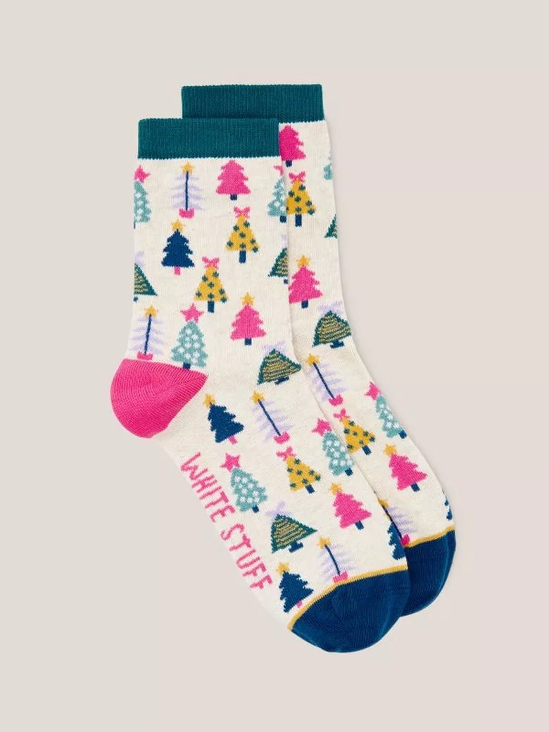 White Stuff - Multi Xmas Tree Ankle Socks