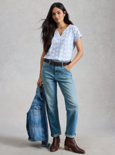 Load image into Gallery viewer, White Stuff - Nelly Notch Tee in Blue Print
