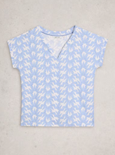 Load image into Gallery viewer, White Stuff - Nelly Notch Tee in Blue Print
