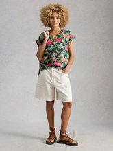 Load image into Gallery viewer, White Stuff - Nelly Notch Neck Tee in Green Print
