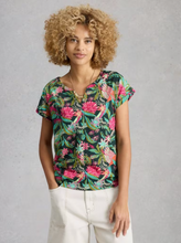 Load image into Gallery viewer, White Stuff - Nelly Notch Neck Tee in Green Print
