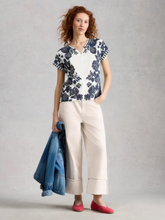 Load image into Gallery viewer, White Stuff - Nelly Notch Neck Tee in Navy Multi
