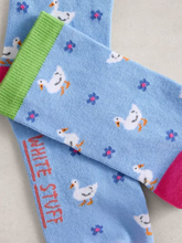 Load image into Gallery viewer, White Stuff - Novelty Ducks Ankle Socks in Blue Multi
