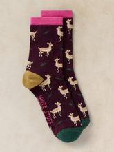 Load image into Gallery viewer, White Stuff - Oh Deer Ankle Socks in Dark Plum
