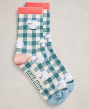 Load image into Gallery viewer, White Stuff - Patterned Fluffy Ankle Socks in Blue Multi
