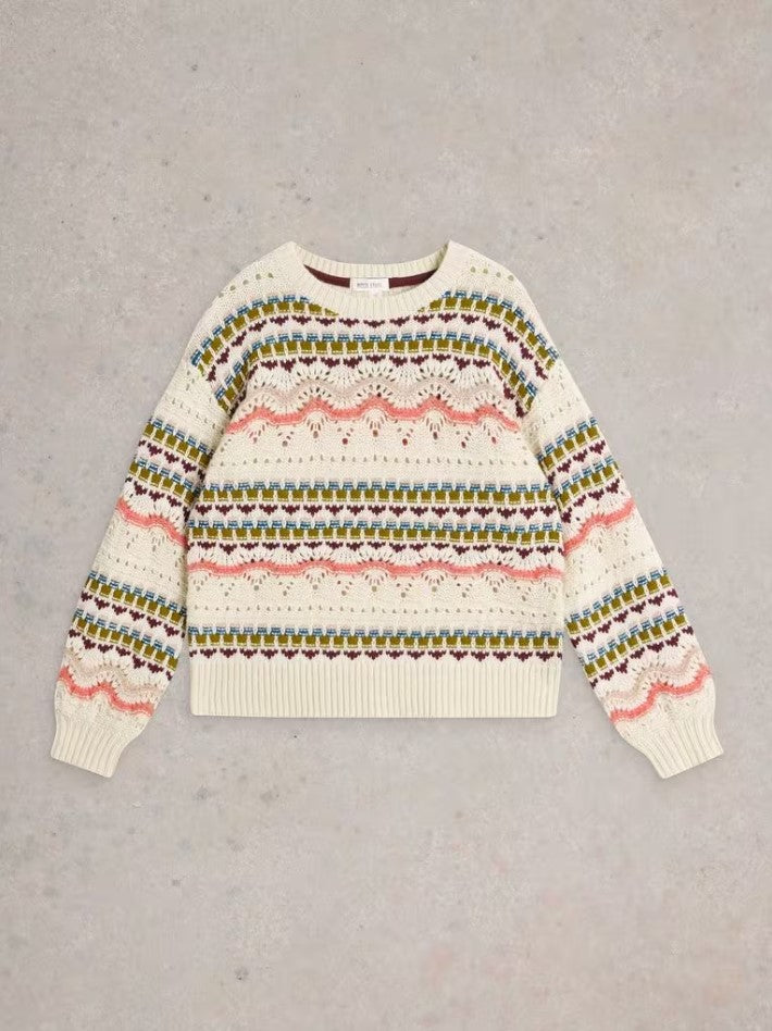 White Stuff - Piper Pointelle Jumper - White Multi