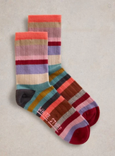 Load image into Gallery viewer, White Stuff - Ribbed Stripe Ankle Socks - Blue Multi
