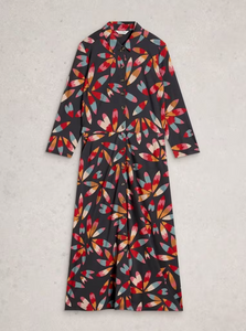 White Stuff - Rua Jersey Shirt Dress in Grey Multi