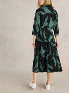 White Stuff - Rua Jersey Shirt Dress - Green Print