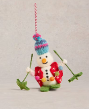 Load image into Gallery viewer, White Stuff - Skiing Snowman Hanging Decoration
