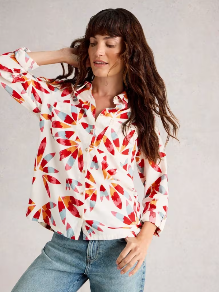 White Stuff - Sophie Organic Cotton Shirt - Ivory Print