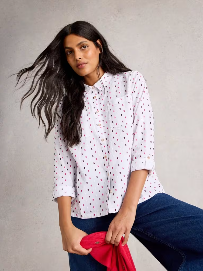 White Stuff - Sophie Organic Cotton Shirt in White Multi