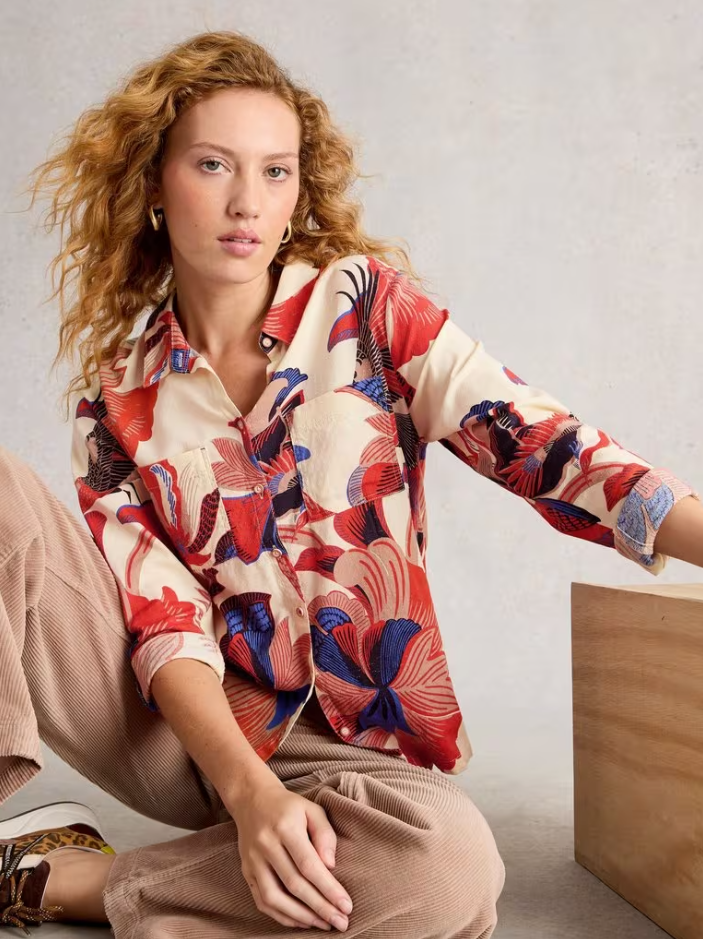 White Stuff - Sophie Printed Shirt in Ivory Multi