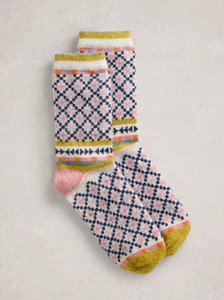 White Stuff - Star Fairisle Wool Socks in Natural Multi