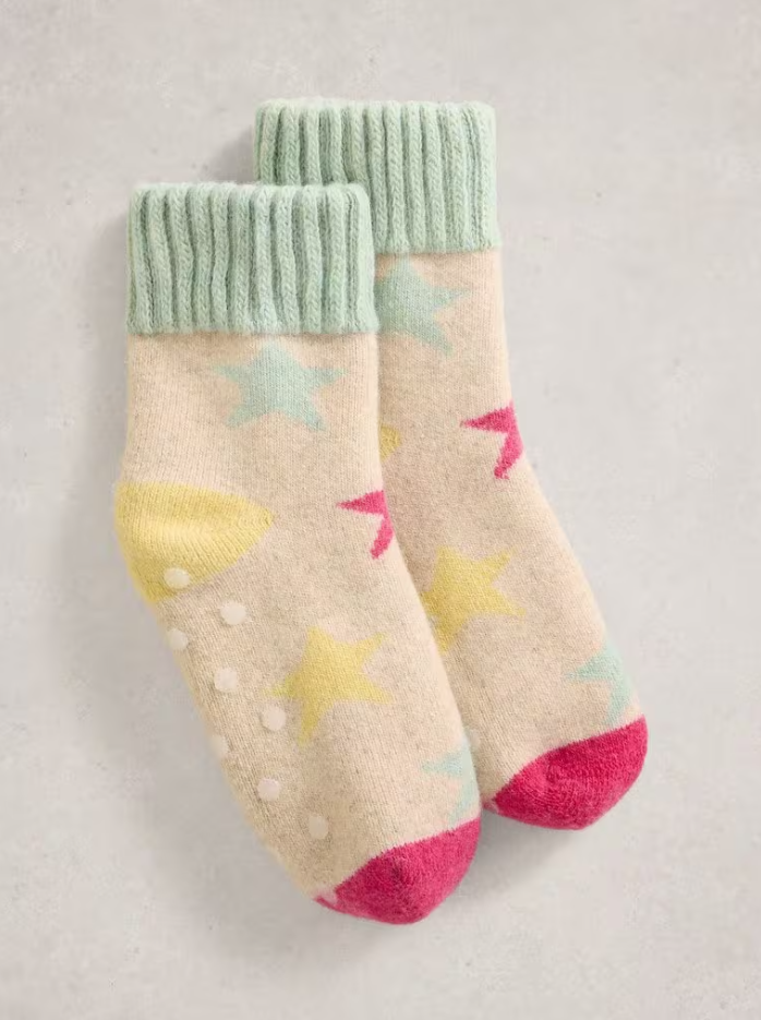 White Stuff - Star Loopback Socks in Natural Multi