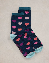 Load image into Gallery viewer, White Stuff - Striped Heart Ankle Socks - Teal Multi
