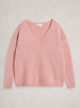 Load image into Gallery viewer, White Stuff - Tamara Texture V Neck Jumper in Mid Pink
