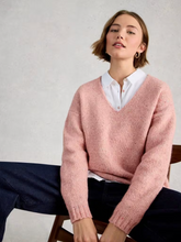 Load image into Gallery viewer, White Stuff - Tamara Texture V Neck Jumper in Mid Pink
