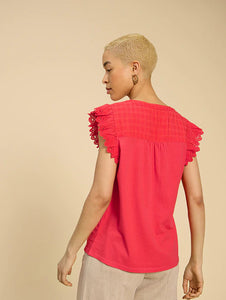 White Stuff - Tessa Woven Frill Top - Bright Orange