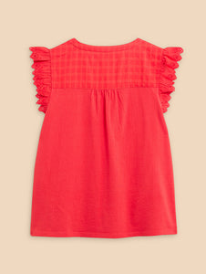 White Stuff - Tessa Woven Frill Top - Bright Orange