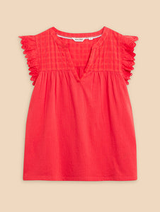 White Stuff - Tessa Woven Frill Top - Bright Orange