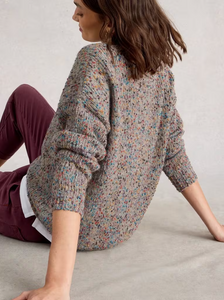 White Stuff - Textured V Neck Jumper in Light Natural