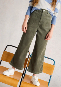 White Stuff - Tia Cord Wide Leg Crop in Mid Green