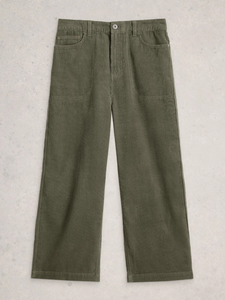 White Stuff - Tia Cord Wide Leg Crop in Mid Green