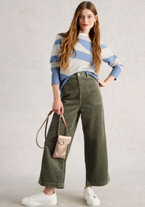 White Stuff - Tia Cord Wide Leg Crop in Mid Green