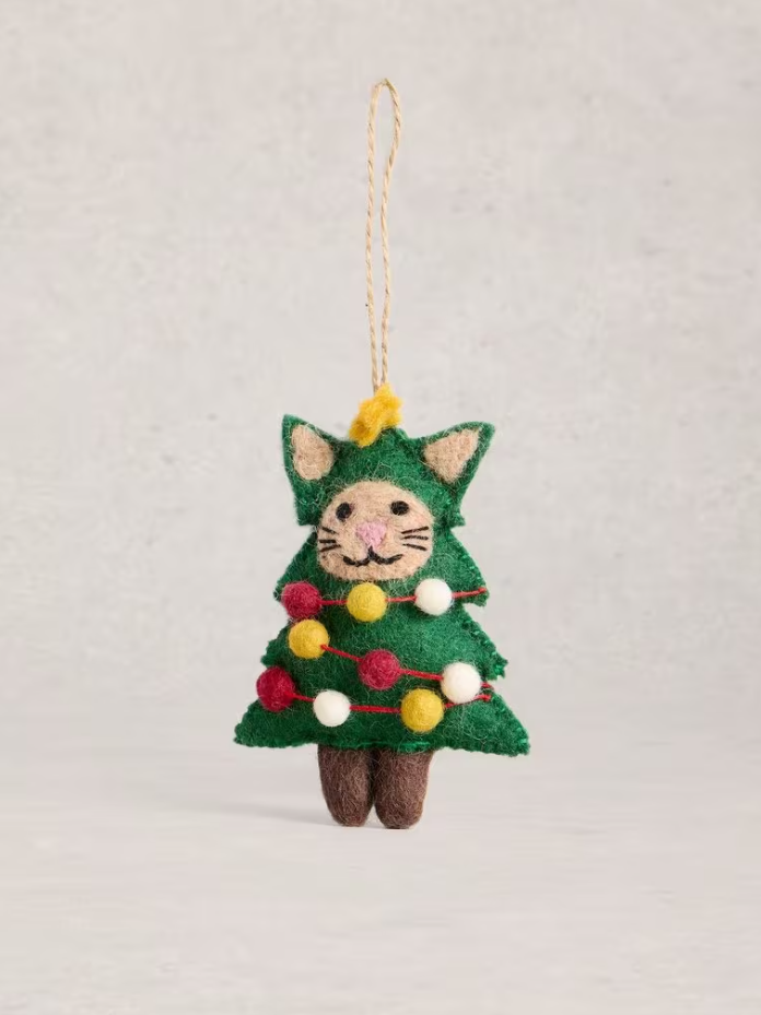 White Stuff - Tree Cat Hanging Decoration