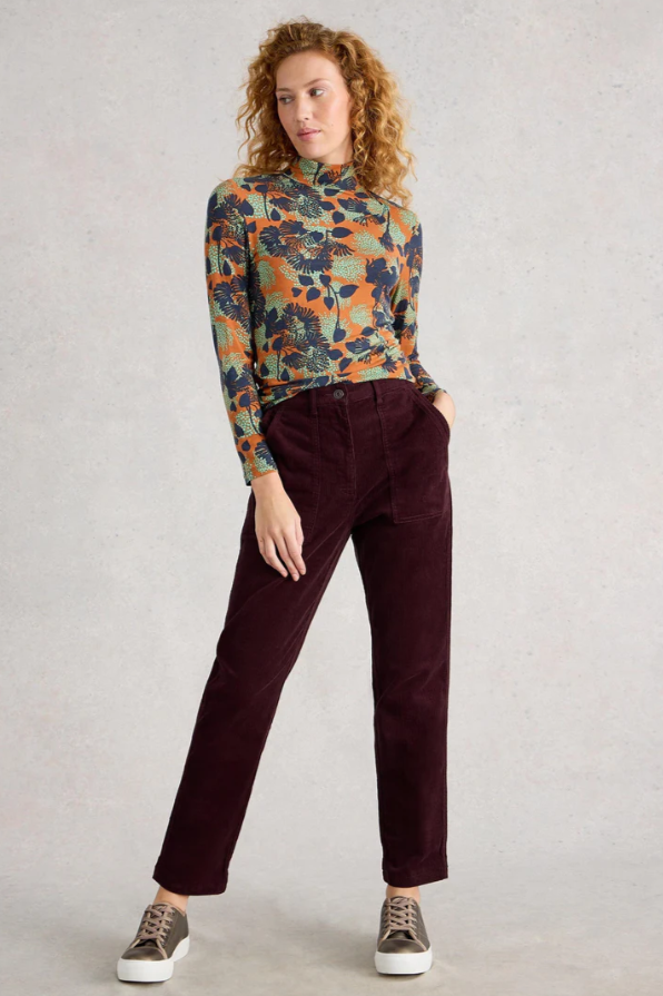 White Stuff - Twister Cord Trouser in Dark Plum