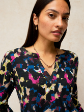 Load image into Gallery viewer, White Stuff - Weaver Notch Long Sleeve Tee in Navy Print
